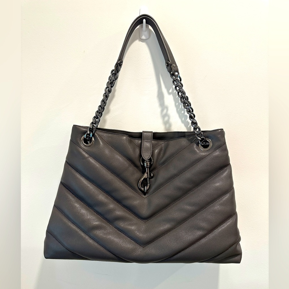 Rebecca Minkoff Edie Quilted‎ Calfskin Leather Maxi Tote. Graphite pre owned